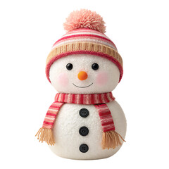 Cute snowman on white background with hat and scarf for Christmas and winter holiday celebration