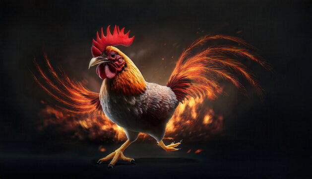 Vibrant firefly creature with red brown feathers and bright red eyes exploring a dark landscape