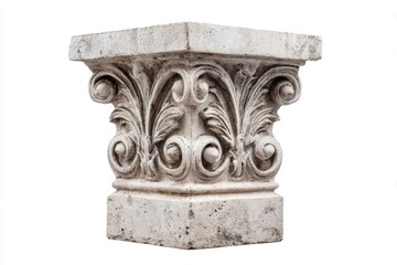 Naklejka premium Ornate Architectural Capital with Intricate Leaf Designs and Detail