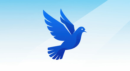 Fototapeta premium Stylized Blue Dove in Flight, Symbolic Design