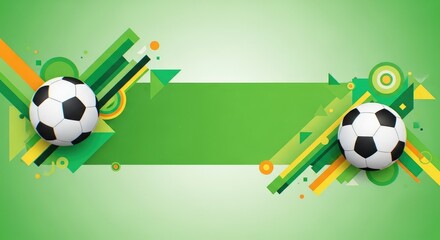 Soccer Banner Background Design with Balls
