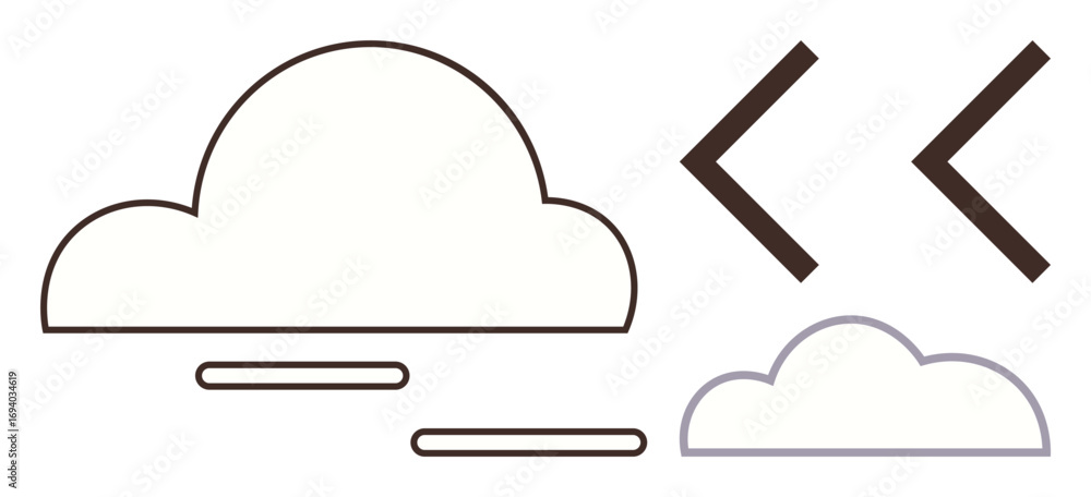 Aufkleber large cloud with horizontal lines and paired brackets suggesting storage, coding, or innovation. ide