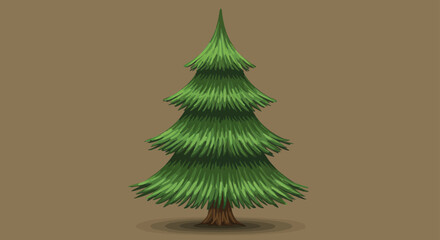 Vibrant Green Conifer Tree with Detailed Fir Needles