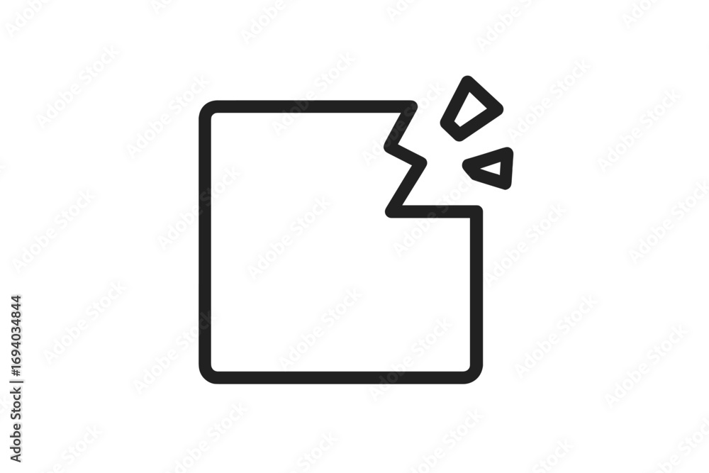 Leinwandbilder broken box icon. damage, destruction symbol. fragile package, data loss concept. minimalistic line a
