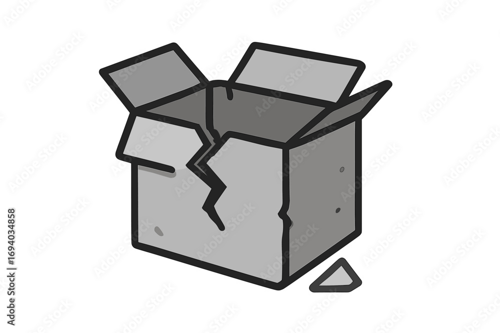 Poster broken box line icon. damaged package or fragile parcel concept. shipping and delivery problem. vect