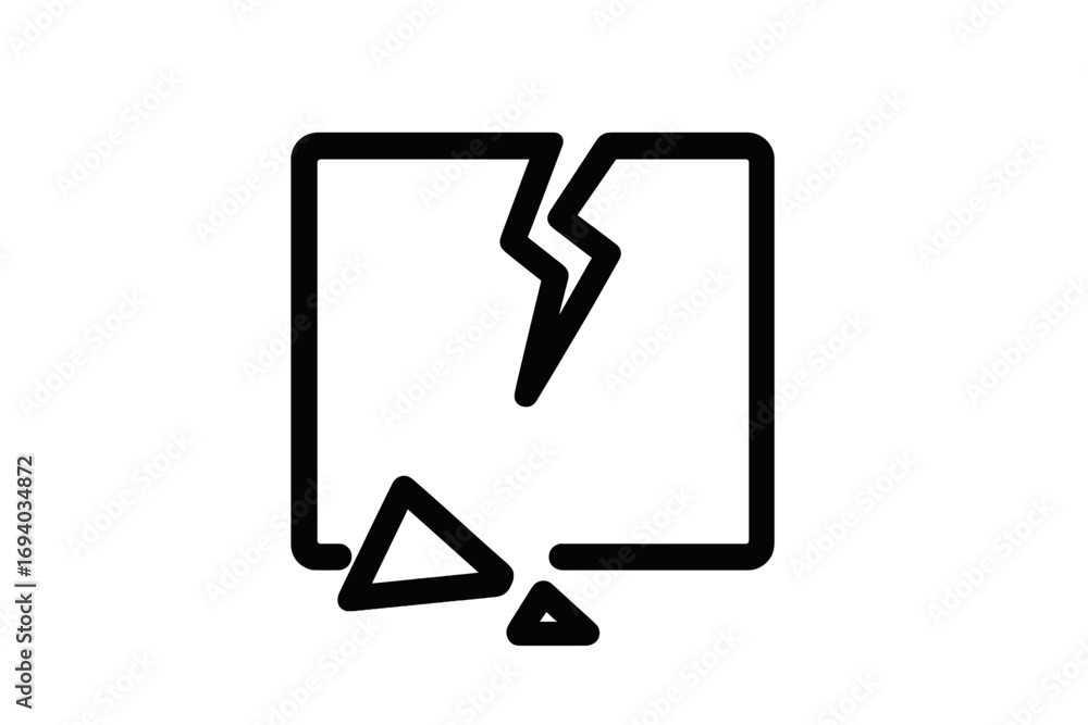 Poster broken box icon, damaged package symbol. fragile warning sign concept. delivery error, shipping prob