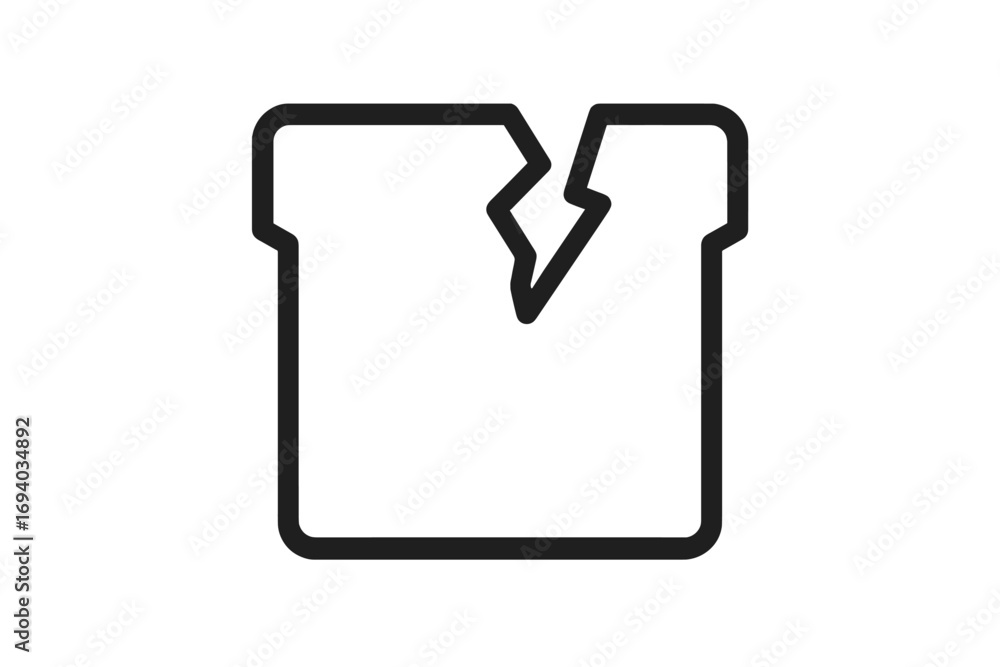 Aufkleber broken box icon for damaged package or delivery problem. fragile shipping symbol. vector line art fo