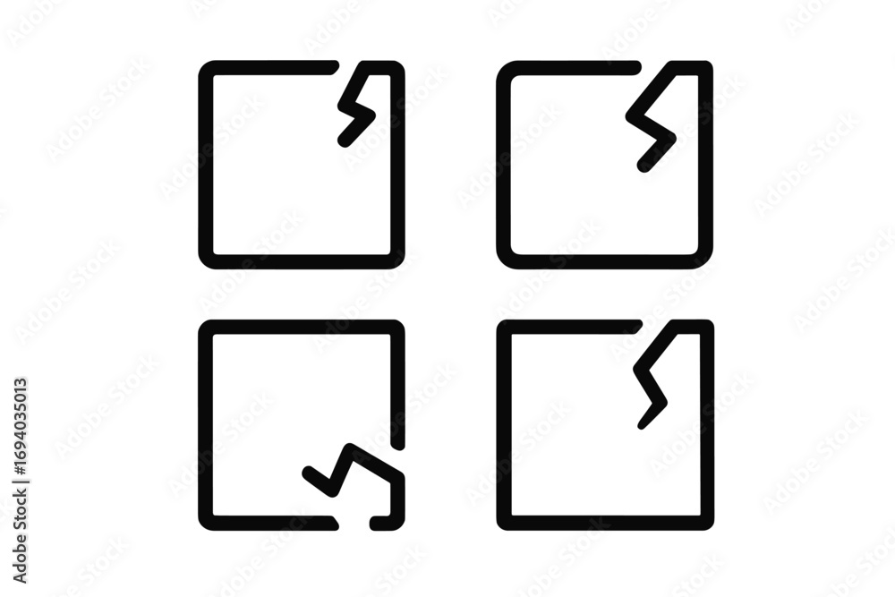 Leinwandbilder broken box outline icon set. damaged package symbol collection. fragile sign for delivery and shippi