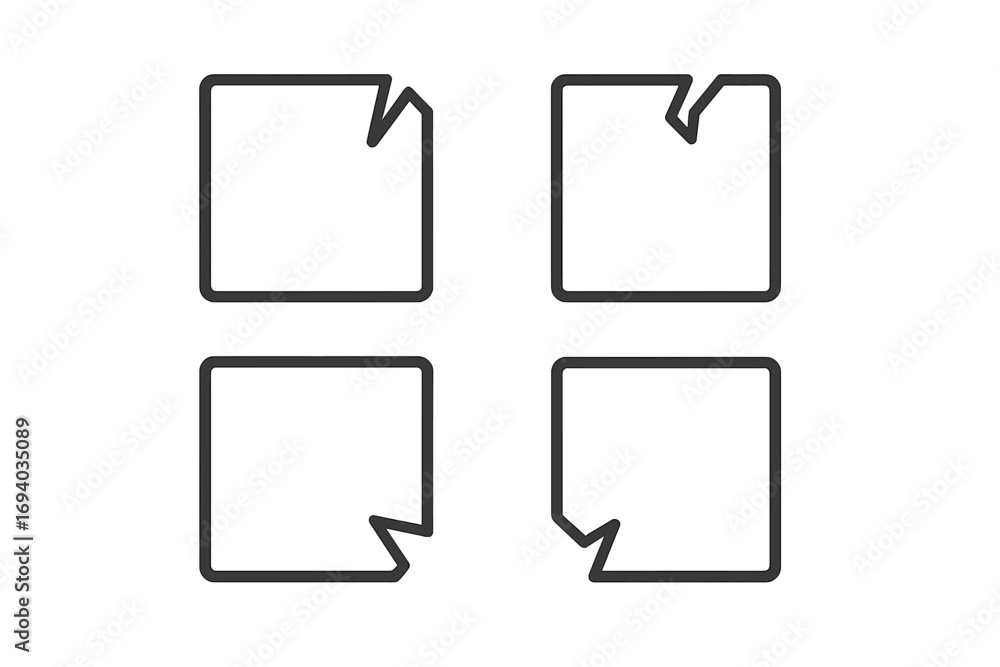 Leinwandbilder damaged box line icon collection. fragile package and shipping error symbol. concept of defect, prob
