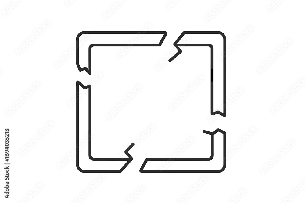 Aufkleber broken cycle arrow icon. disconnected process loop symbol. metaphor for business workflow interrupti
