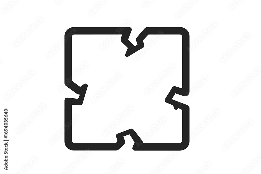 Poster broken box outline icon. fragile package symbol. damaged container sign for delivery and shipping. v