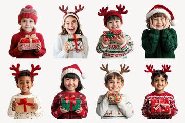 Fototapeta na wymiar Christmas kids design element set