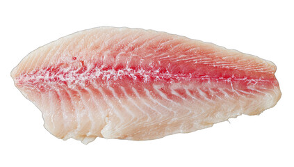 Fresh fish fillet, light pink flesh,  reddish spine