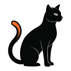 Halloween Black Cat Silhouette Vector Icon on white background