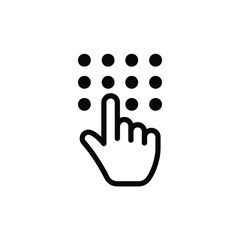 Hand finger touching grid of dots icon