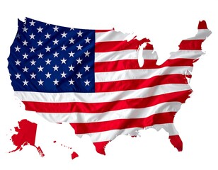 American flag draped over map of the US