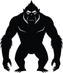 Gorilla Ape Mascot Silhouette Vector Icon