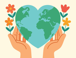 Heart-Shaped Globe Surrounded by Flowers for International Day of Peace