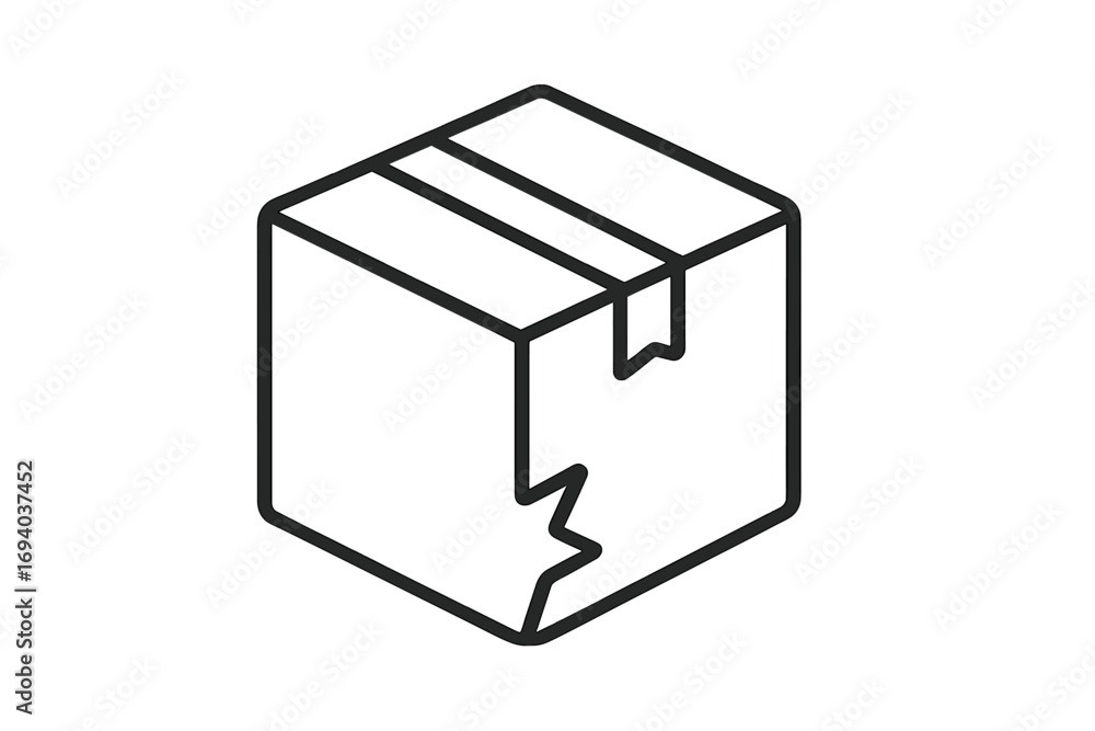 Aufkleber broken box vector icon. damaged package symbol for fragile shipping and delivery concepts. carton pa
