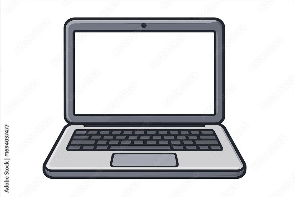 Fototapete laptop mockup with blank screen. modern notebook computer vector illustration isolated on white. por