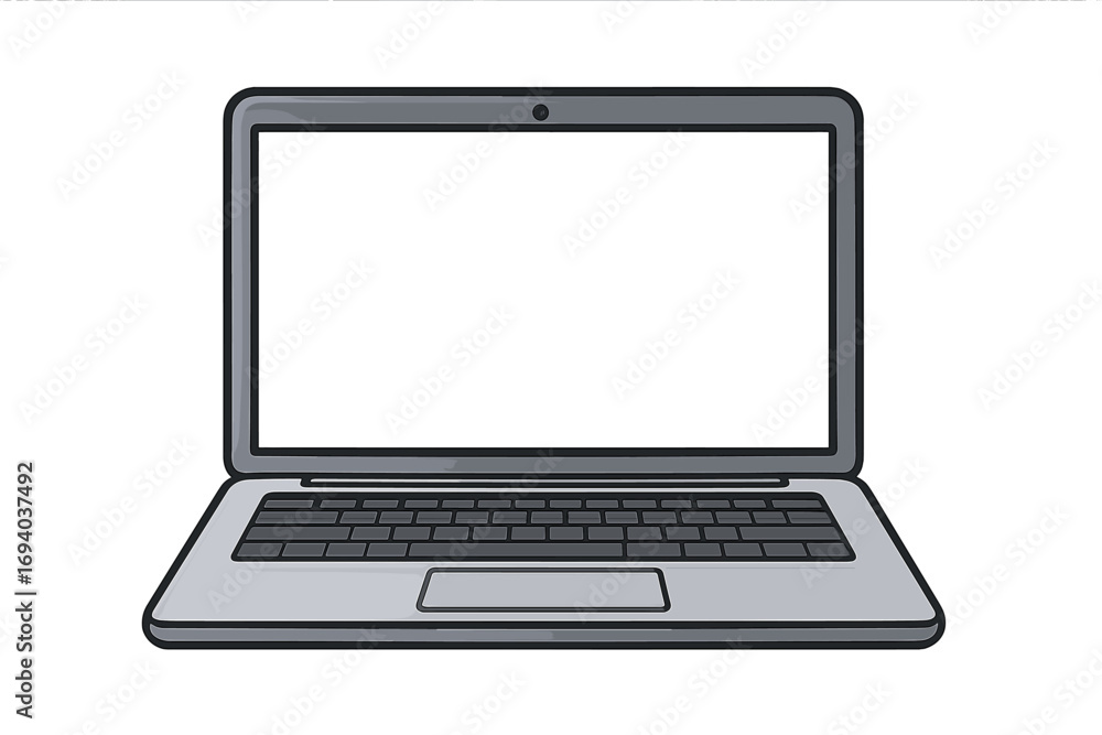 Fototapete laptop mockup with blank screen, isolated vector cartoon illustration. modern notebook computer devi