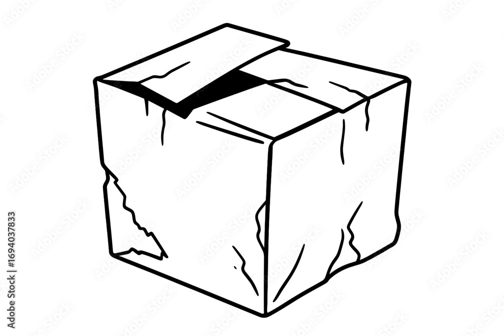 Poster broken cardboard box vector illustration. damaged package icon for shipping and delivery concepts. f