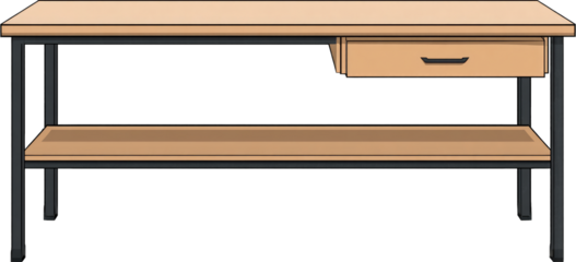 Light-brown workbench with a drawer and shelf