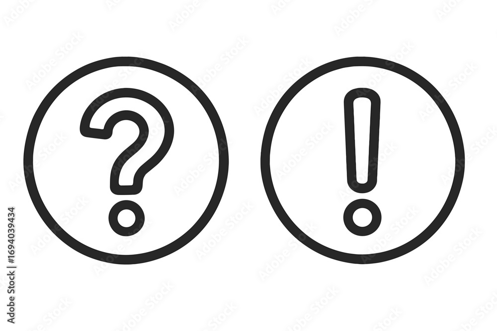 Aufkleber question and exclamation mark icon set. problem and solution symbol. faq sign. help and support butt