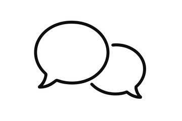Chat bubble icon vector. Speech bubble, message, comment symbol. Communication, talk, conversation, dialogue sign. Social media, web, app ui element. Line art design.