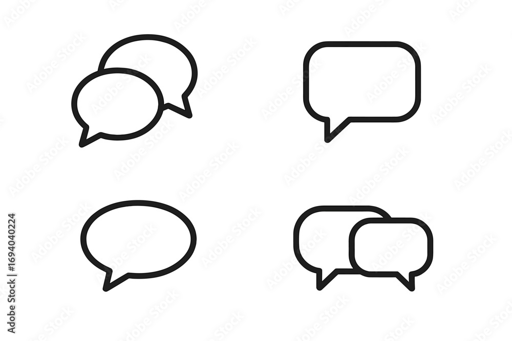Aufkleber speech bubble icon set. chat communication symbol collection. outline comment sign. dialogue message