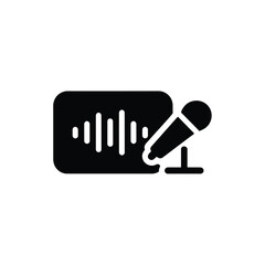 Microphone and sound waveform icon for audio recording and broadcasting