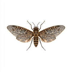 Obraz premium Detailed illustration of a brown insect with intricate wing patterns, showcasing its unique features and textures, perfect for educational or artistic purposes in nature studies