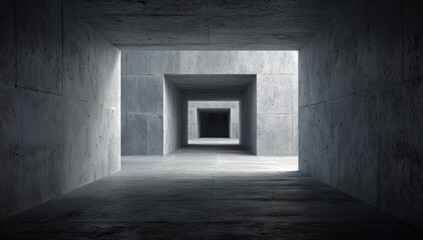 Abstract concrete tunnel perspective