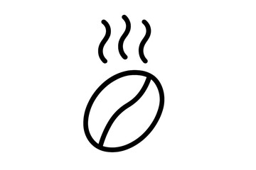 Steaming coffee bean linear icon. Roasted coffee pictogram concept. Minimalist vector illustration for cafe menu, coffee house logo, beverage, hot drink, caffeine, aroma.