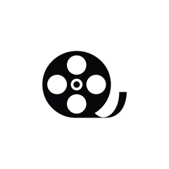 Fototapeta premium Classic film reel icon black and white