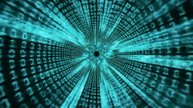 Futuristic glowing digital tunnel loop animation