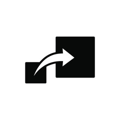Arrow moving from small square to large square