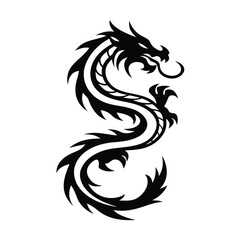 Dragon silhouette vector for tattoo and t-shirt print.