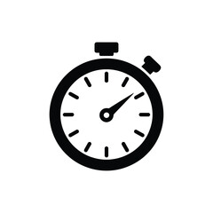 Simple black and white stopwatch icon for time measurement