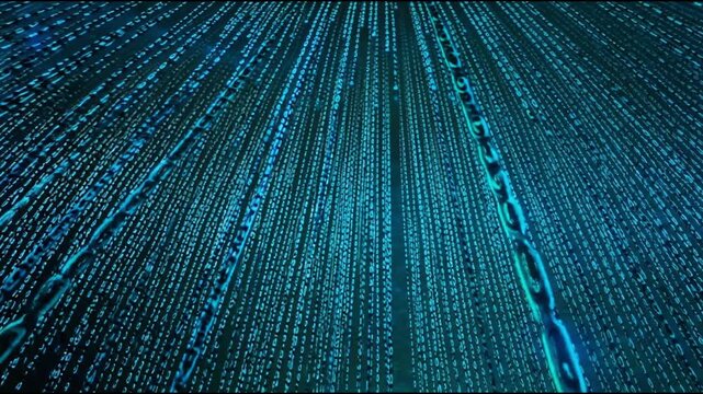 Ai generative Dynamic blue binary code rain effect for tech backgrounds and modern digital designs