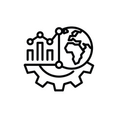 Global data analytics and technology integration icon
