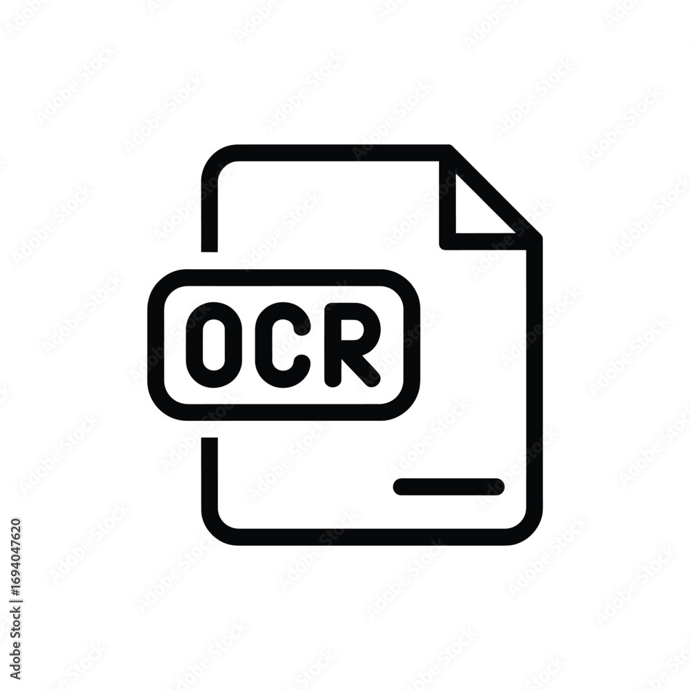 Poster optical character recognition icon representing document scanning and text extraction