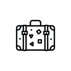 Vintage style suitcase icon with geometric patterns