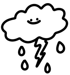 Smiling Cloud with Rain and Lightning