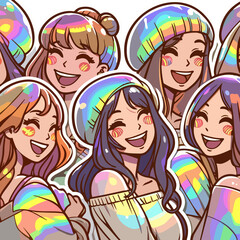 Joyful Hues Women's Day stickers vector