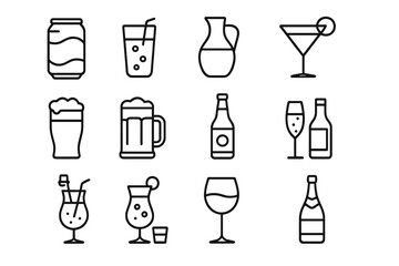 Shield line icon vector set, cartoon style illustration with transparent background, collection of defensive emblem symbols, protection, security, safety design elements