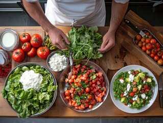 Adult man preparing fresh vegetables in modern kitchen