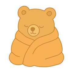 cute line sleeping bear, vector illustration