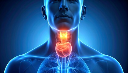 Anatomical illustration of the throat and upper esophagus