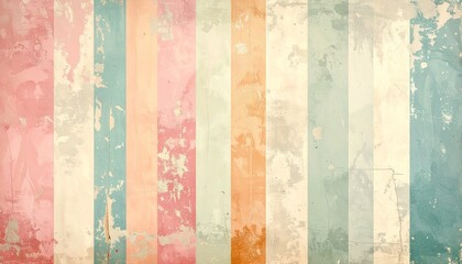 Retro striped wallpaper in old pastel tones and vintage texture